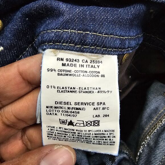 Diesel Women's Matic Jeans Stretch Size W29 L30 Blue Made In Italy - Picture 8 of 13